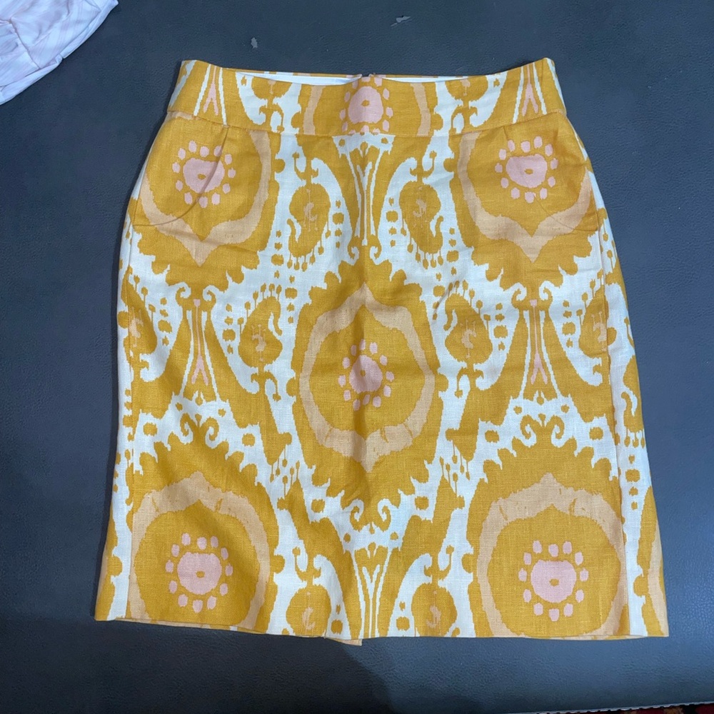 J.Crew Linen Blend Skirt – Ikat Print